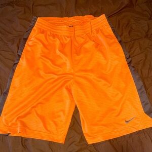 Nike Men's Bright Orange and Gray Athletic Shorts